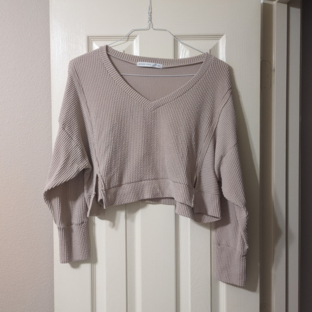 Altar'd State Ribbed Knit Sweater in Beige